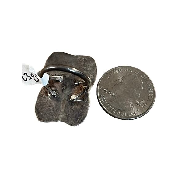 Vintage Turquoise Ring, Sterling Silver Native American Ring Sz 5.5 and 6.5 - Picture 5 of 12